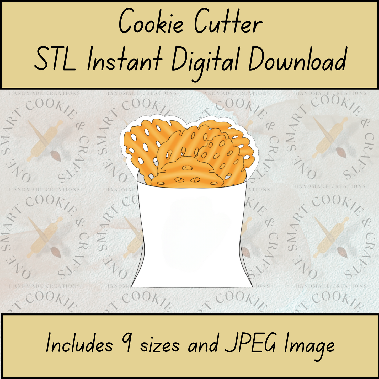 Waffle Fries Cookie Cutter STL File