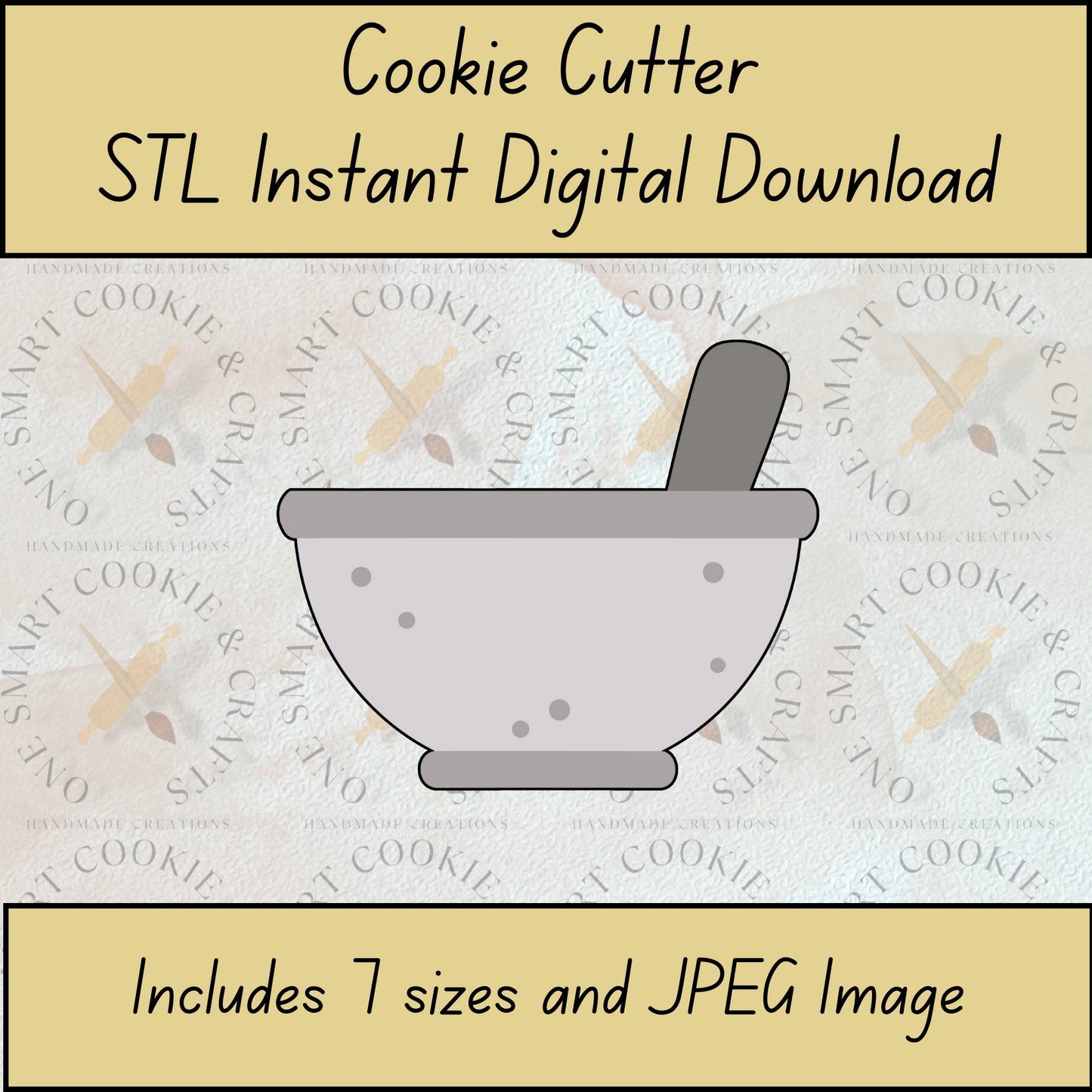 Mortar and Pestle Cookie Cutter STL File