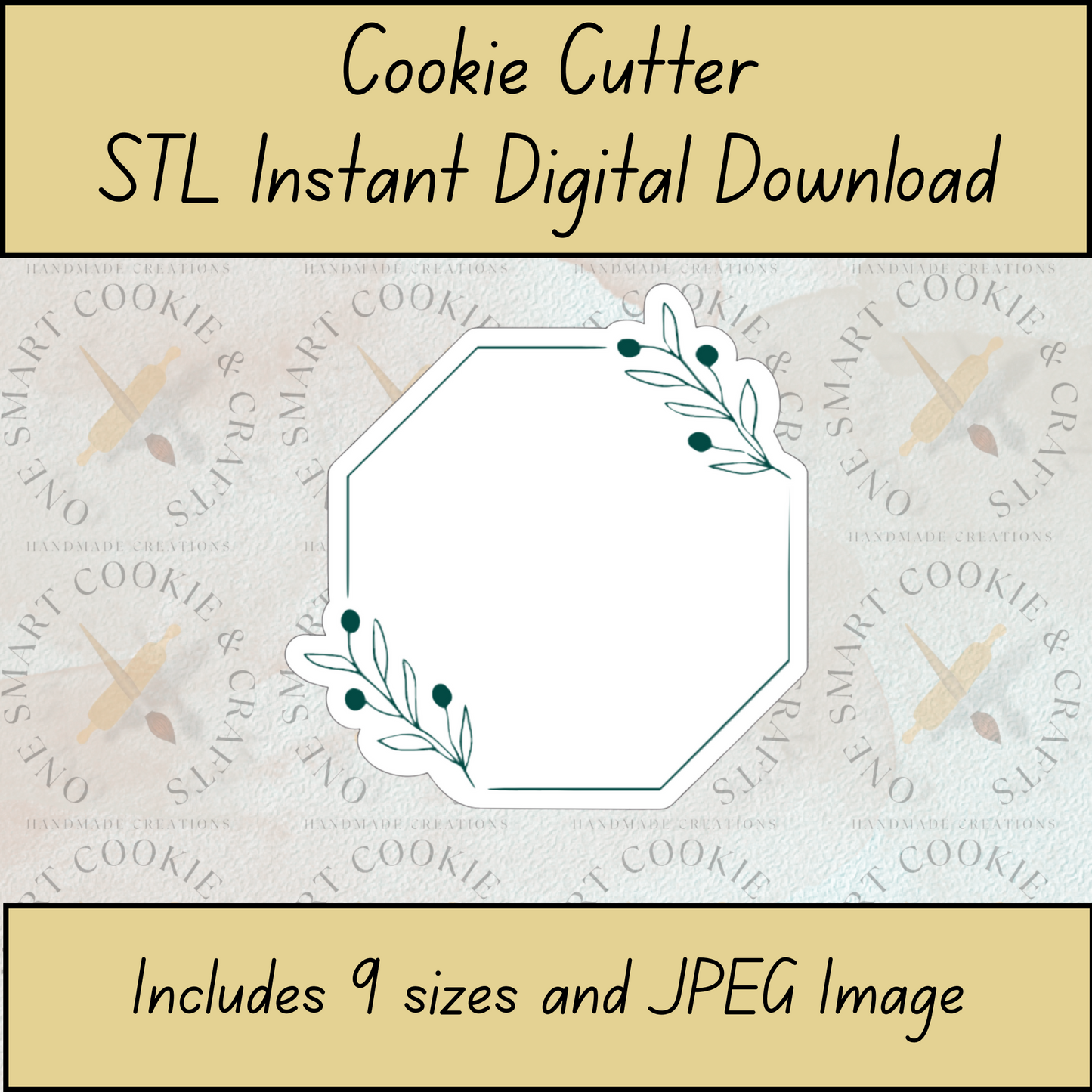Greenery Plaque Cookie Cutter STL File