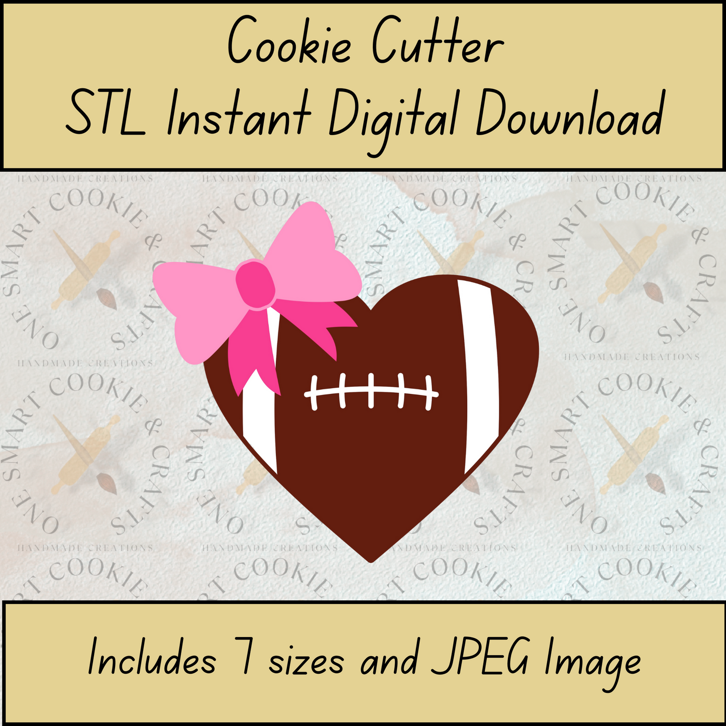 Football with Bow Cookie Cutter STL File