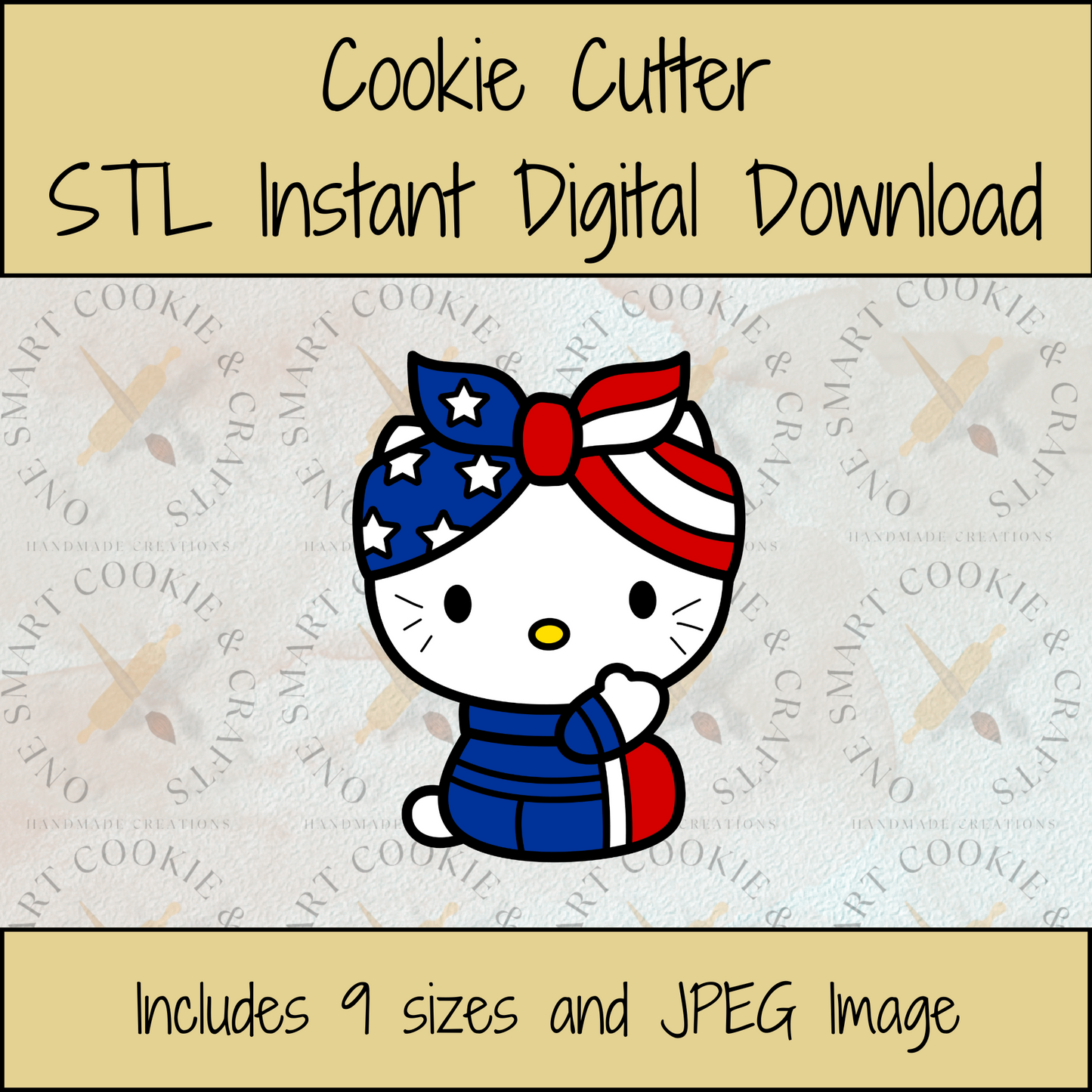 4th of July Kitty Cookie Cutter STL File