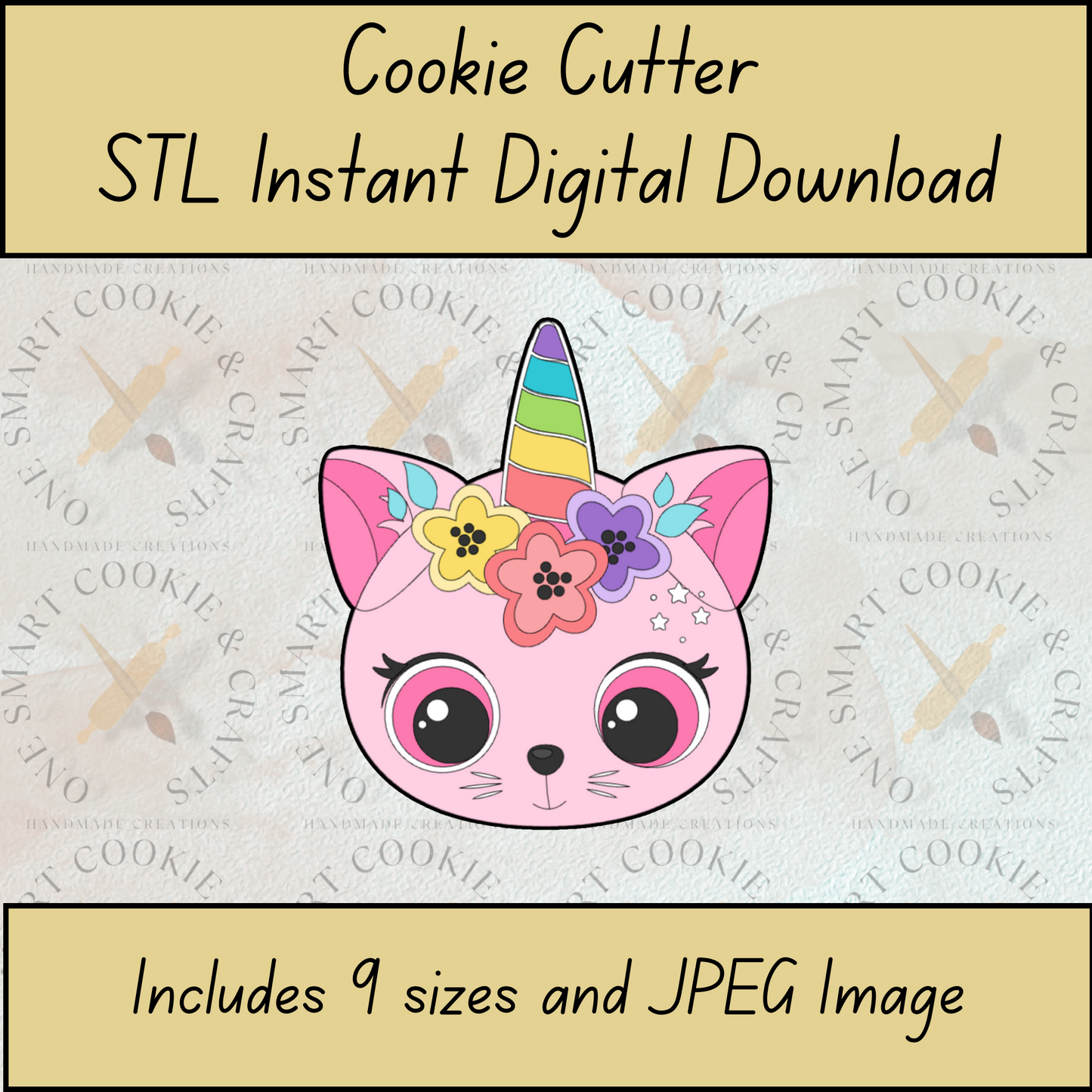 Unicorn Cat Cookie Cutter STL File