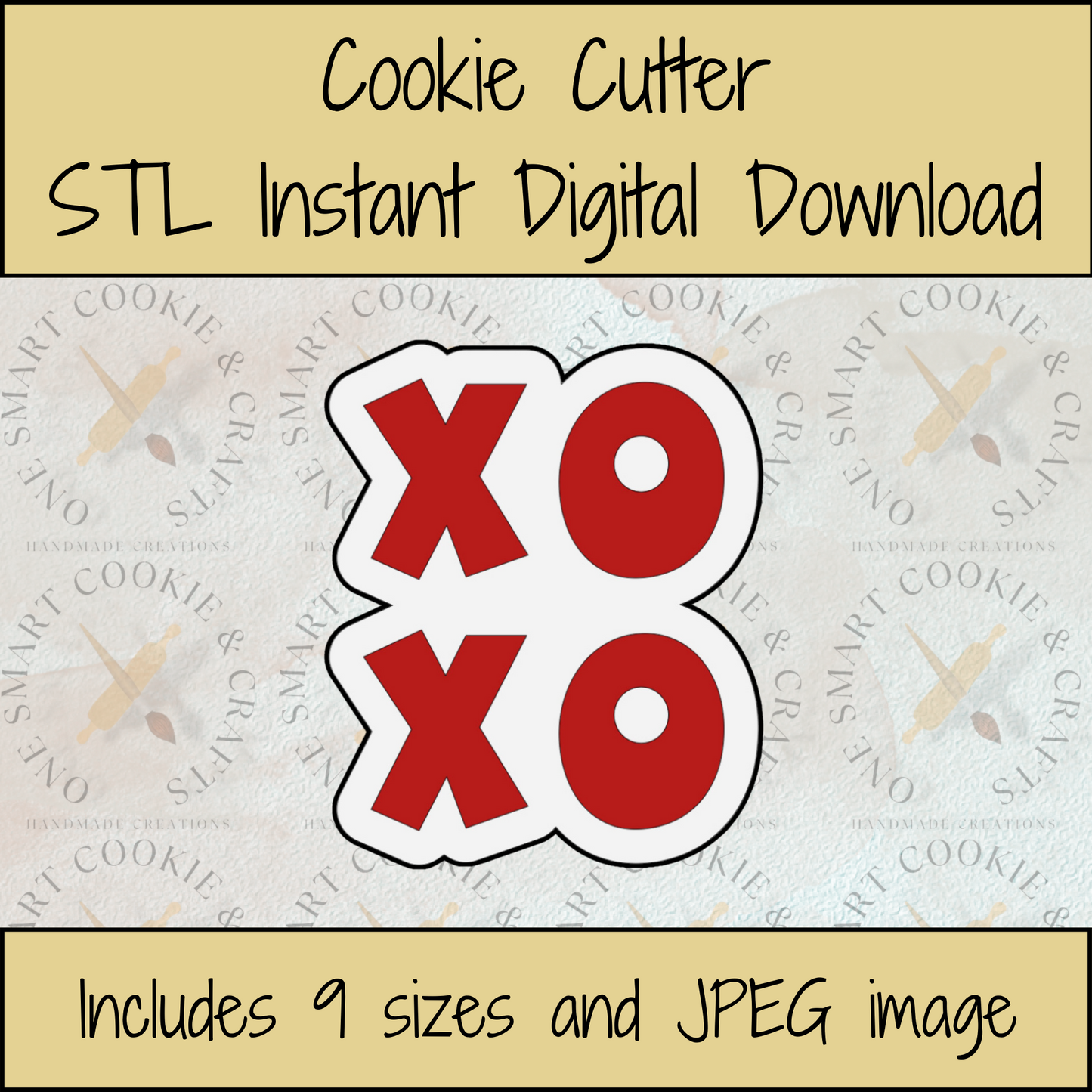 XOXO Cookie Cutter STL File