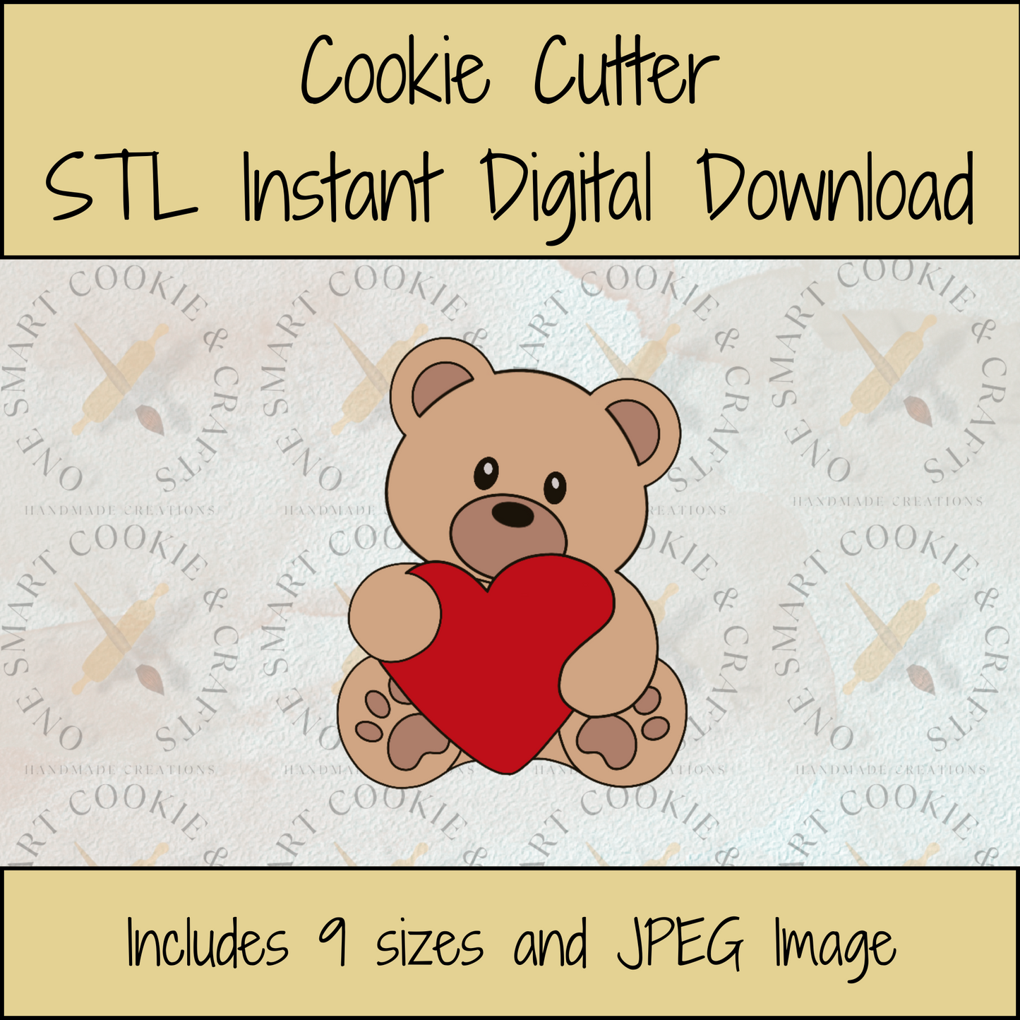 Valentine Bear Cookie Cutter STL File