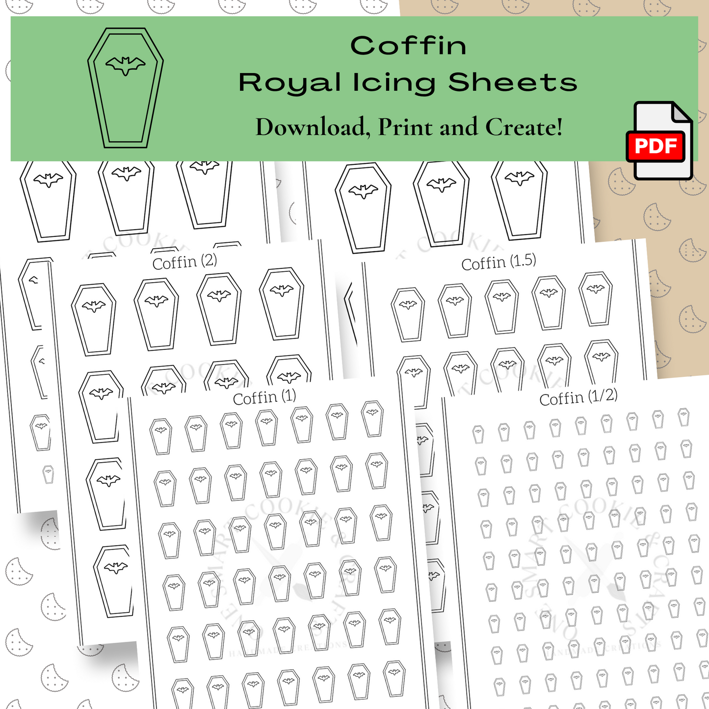 Coffin Royal Icing Transfer Sheet