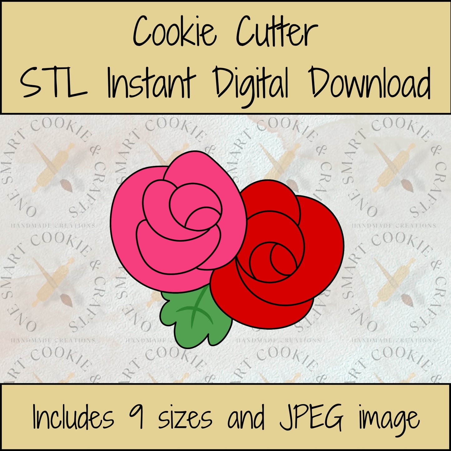 Double Rose Cookie Cutter STL File