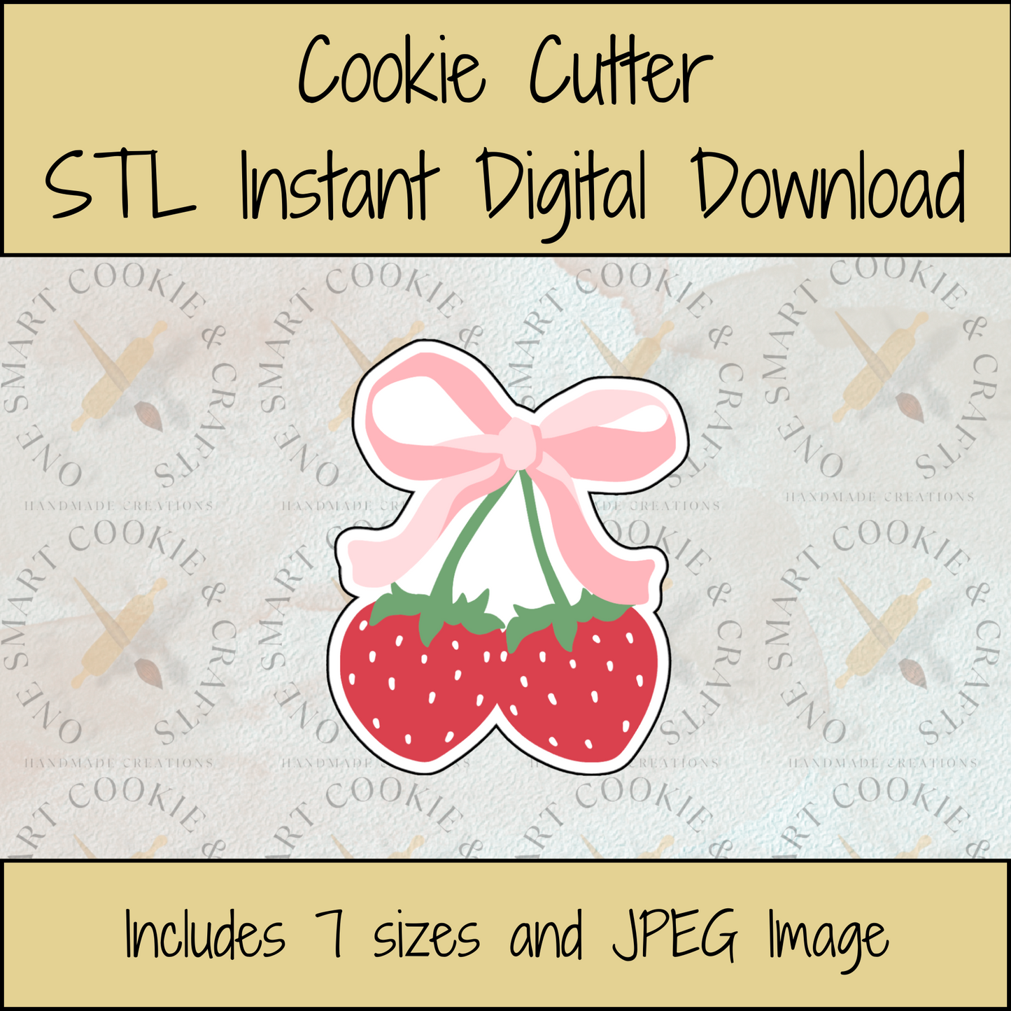 Strawberries with Bow Cookie Cutter STL File