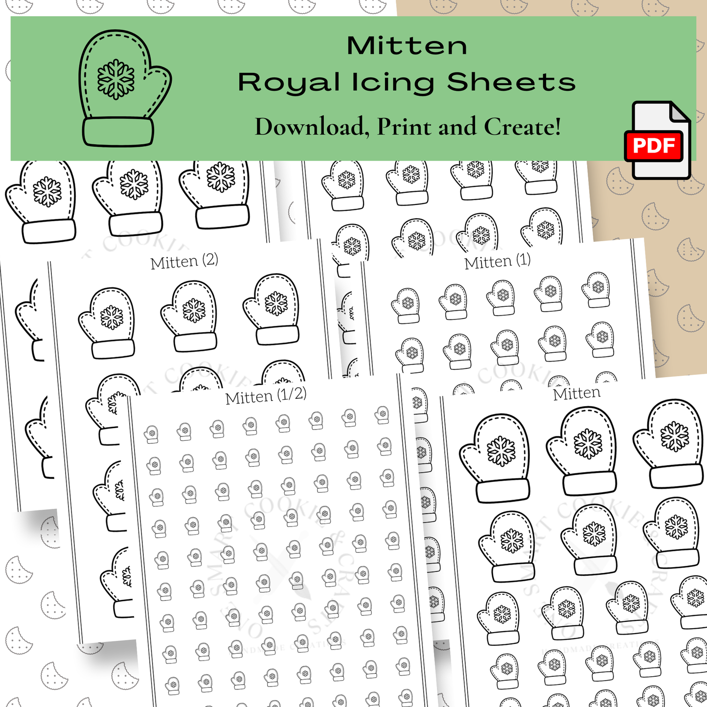 Mitten Royal Icing Transfer Sheet