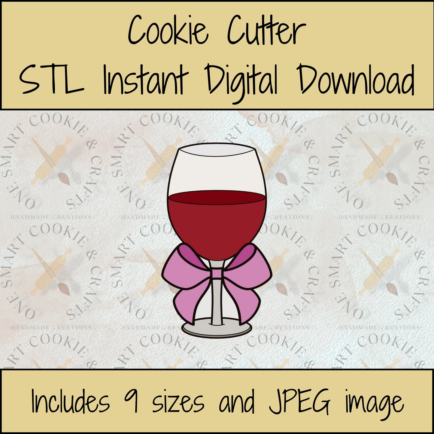 Wine Glass w/Bow Cookie Cutter STL File