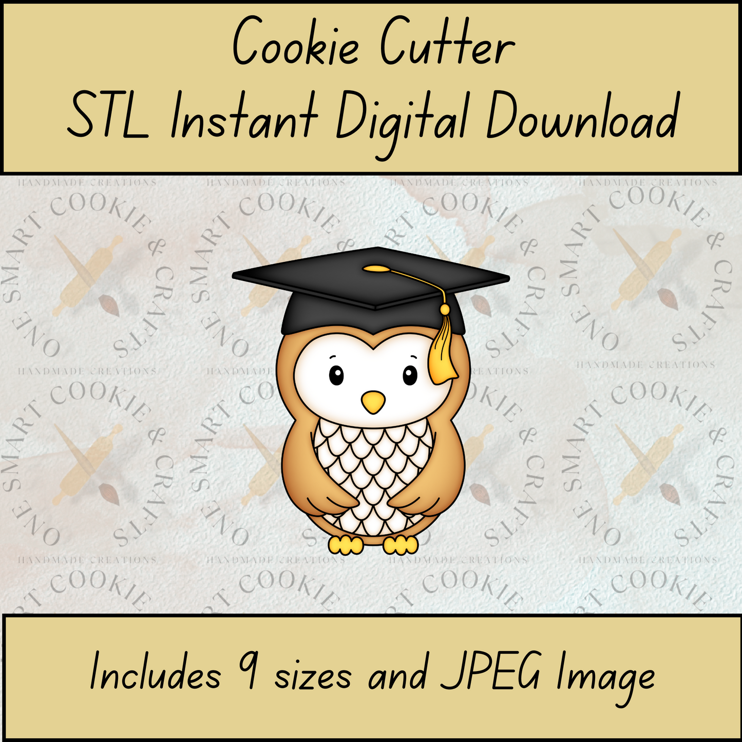 Graduation Owl Cookie Cutter STL File