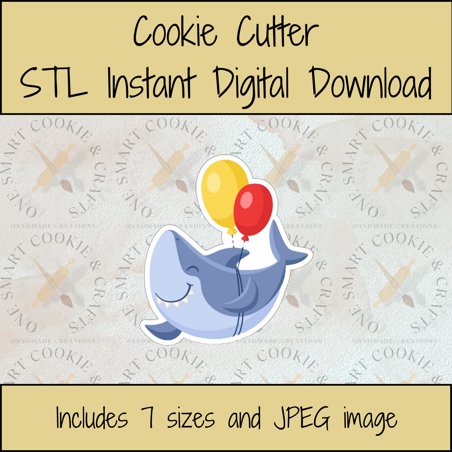 Shark with Balloons Cookie Cutter STL File
