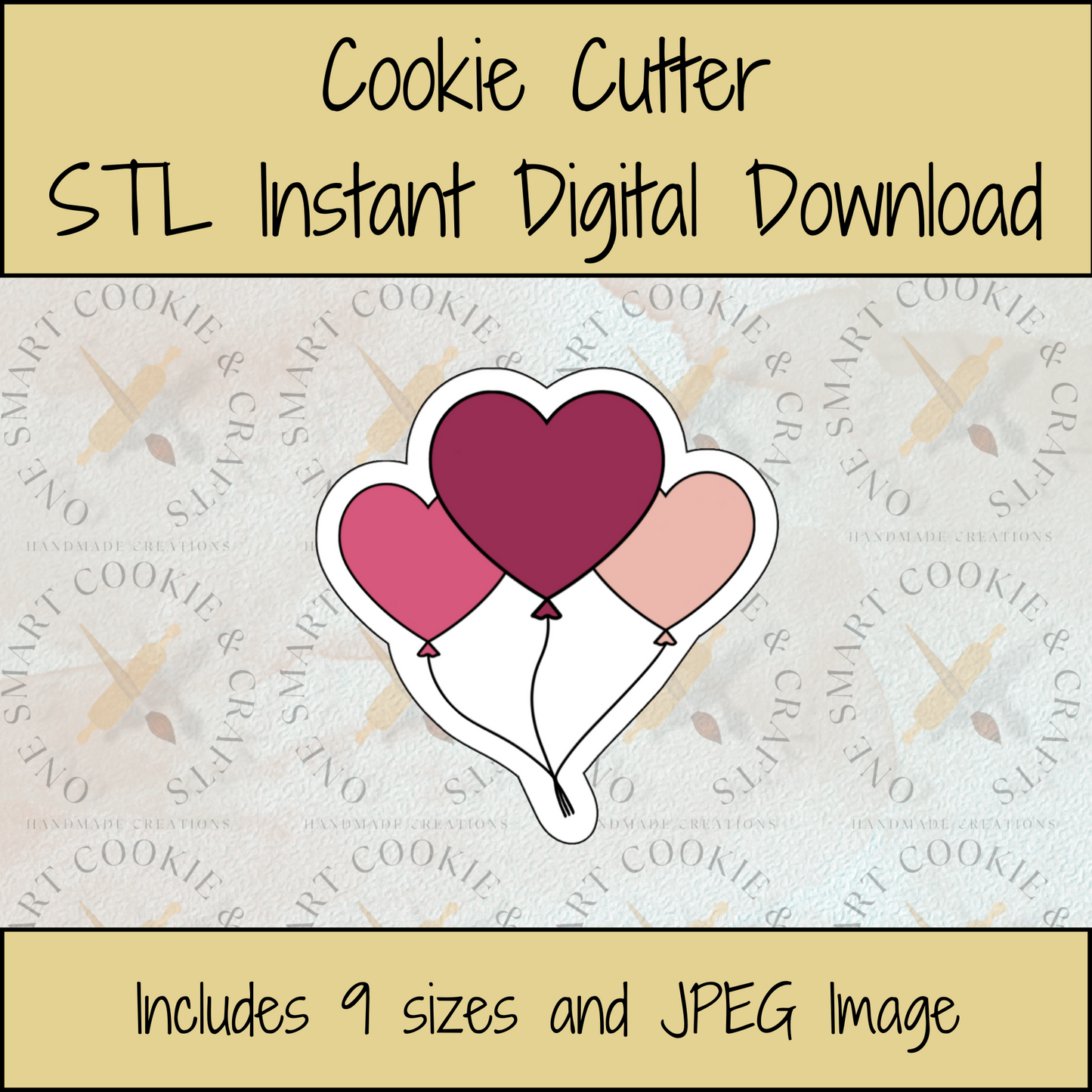 Heart Balloons Cookie Cutter STL File