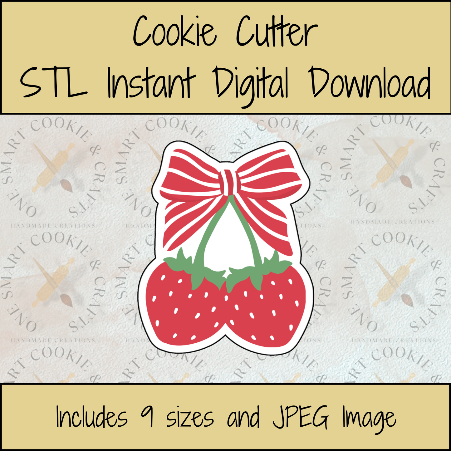 Strawberries with Bow Cookie Cutter STL File