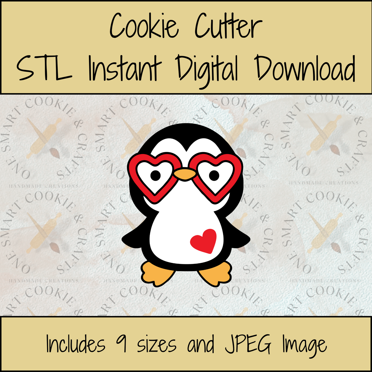 Penguin with Heart Cookie Cutter STL