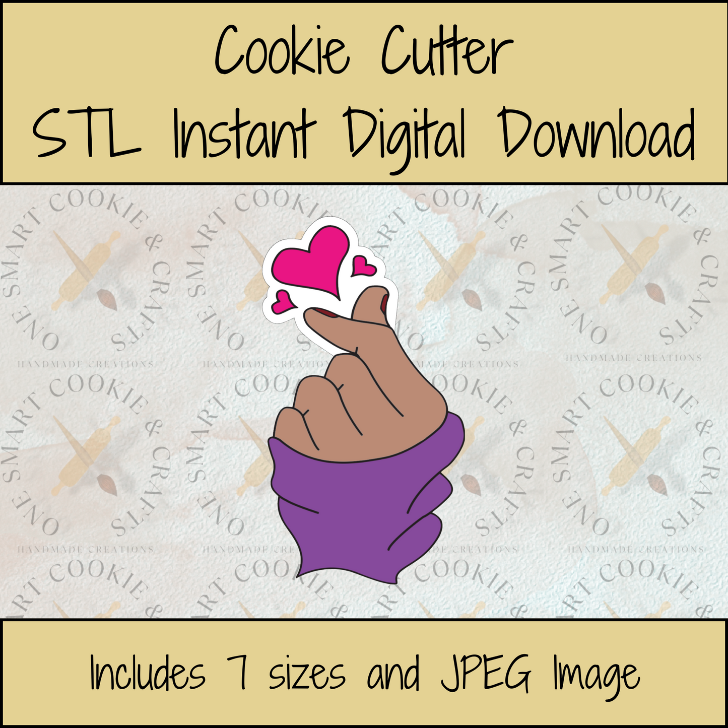 Heart Hand Cookie Cutter STL File