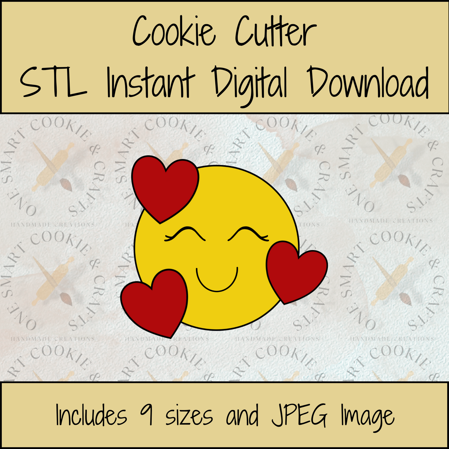 Emoji Hearts Cookie Cutter STL File
