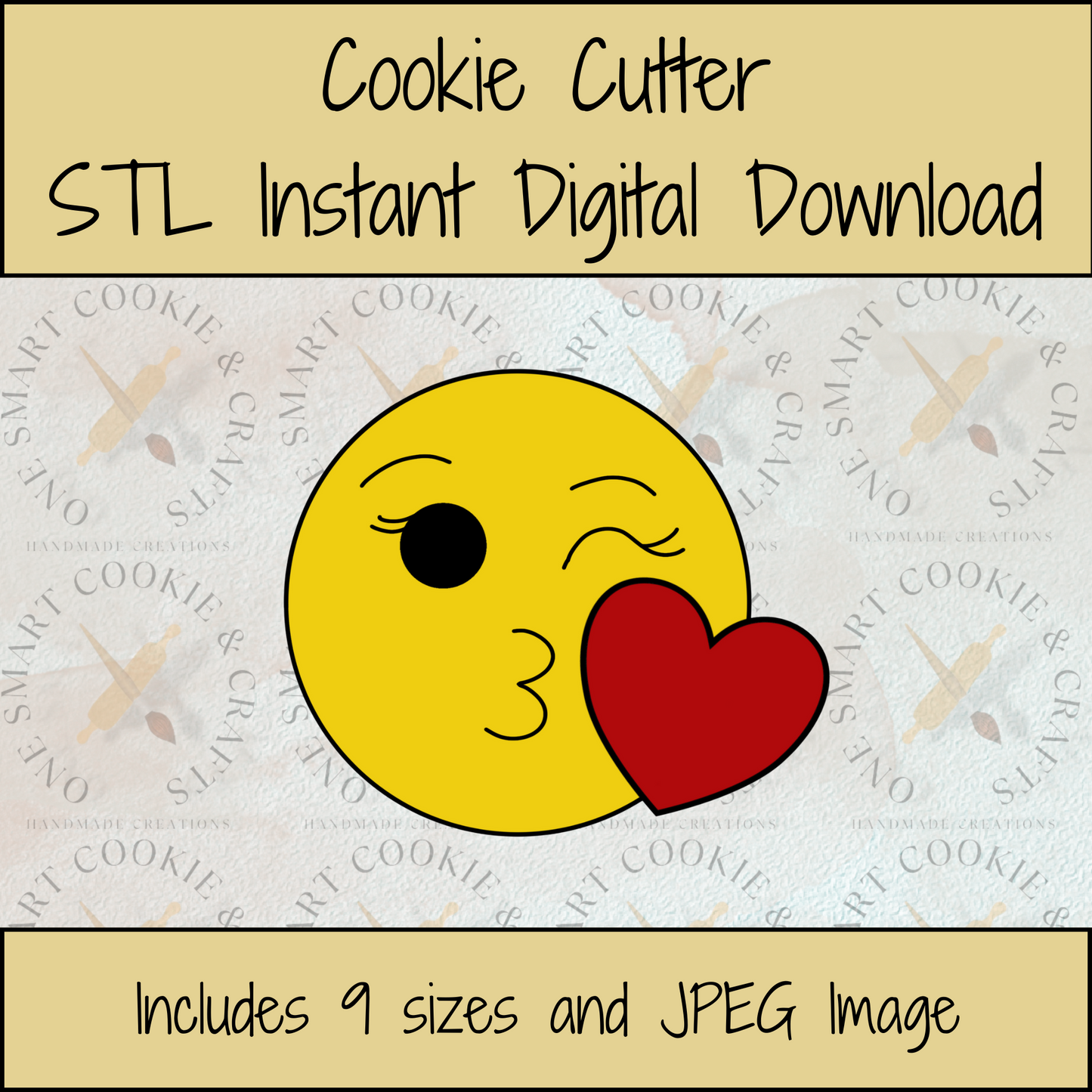 Emoji Kisses Cookie Cutter STL File