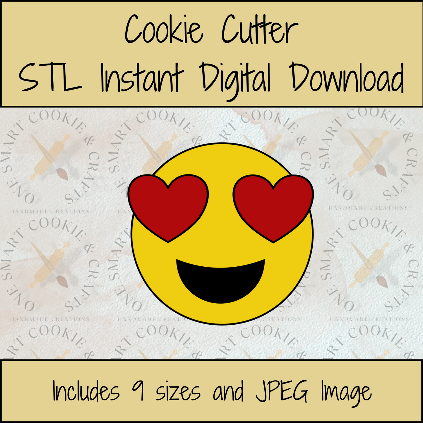 Emoji Heart Eyes Cookie Cutter STL File