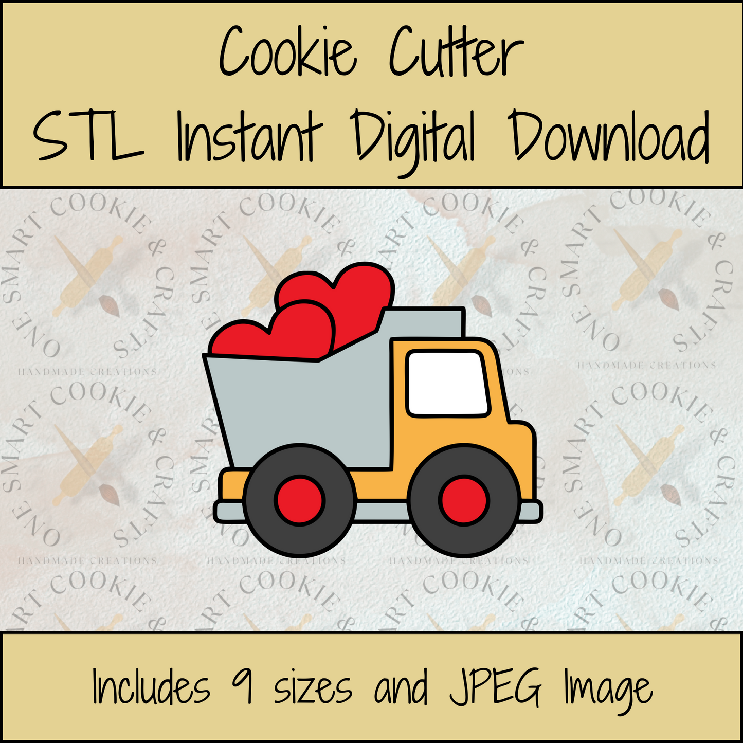 Dump Truck Heart Cookie Cutter STL