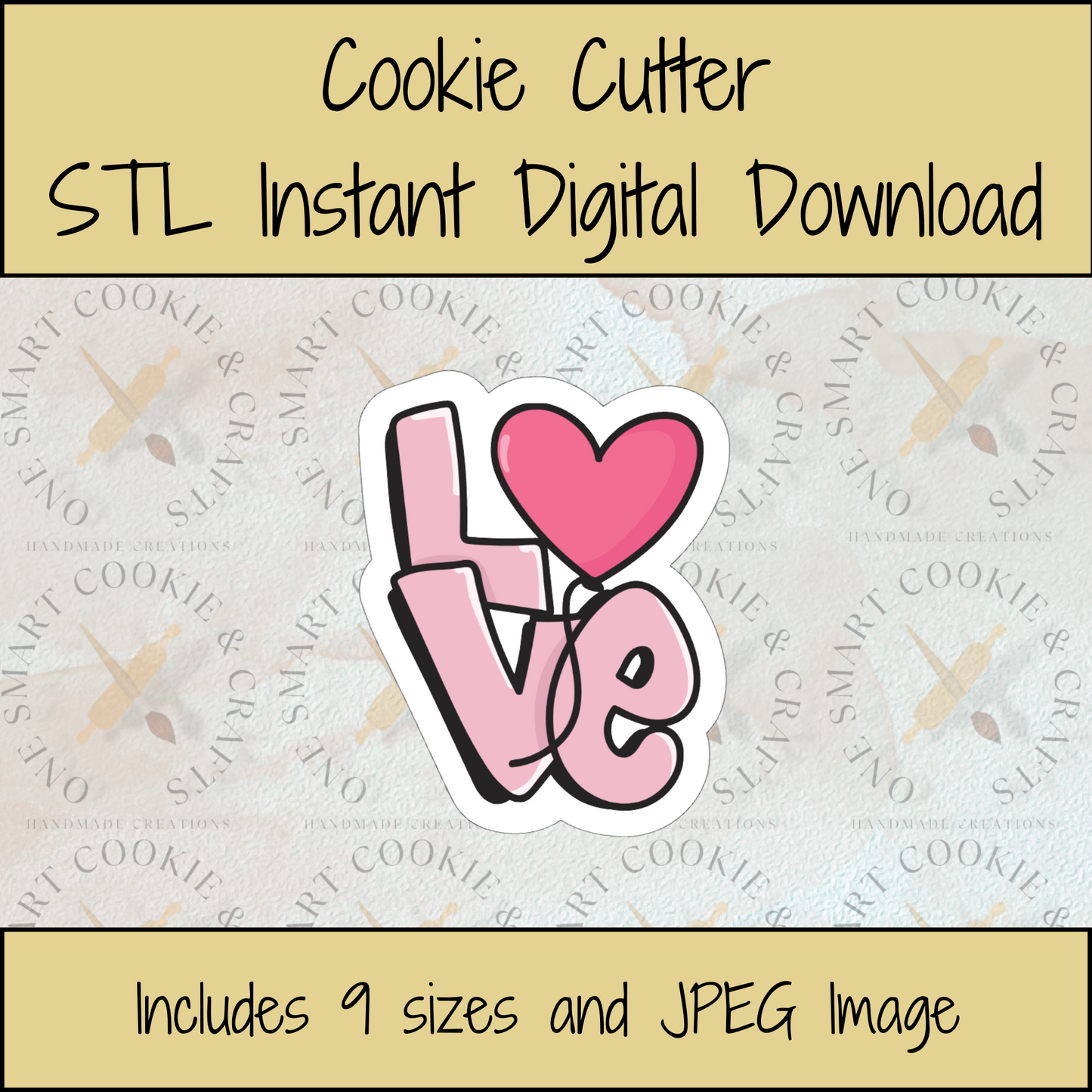 Love Plaque Heart Cookie Cutter STL File