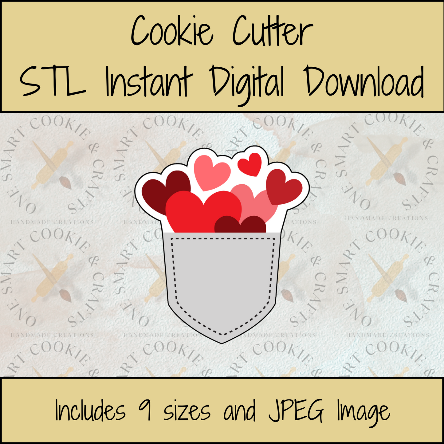 Pocket of Hearts Cookie Cutter STL File