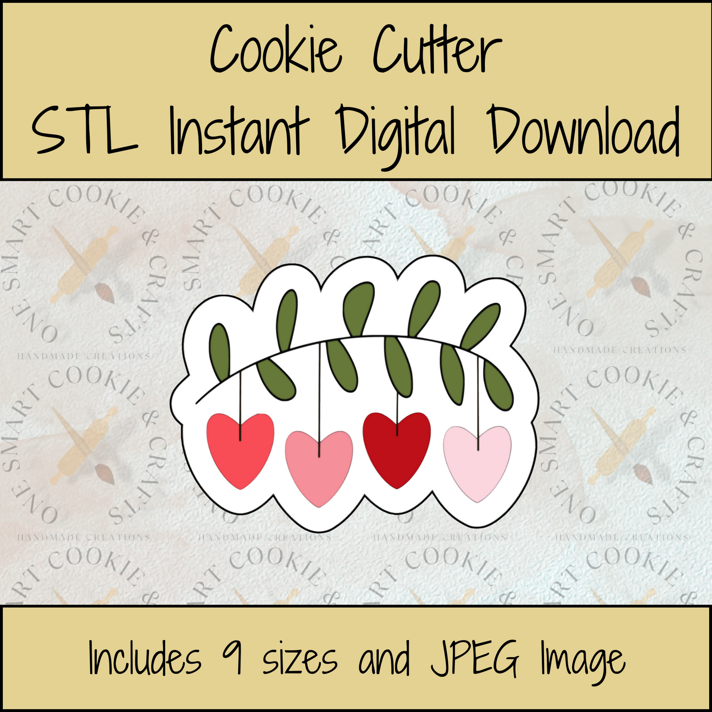 Hearts on Leaf Cookie Cutter STL File