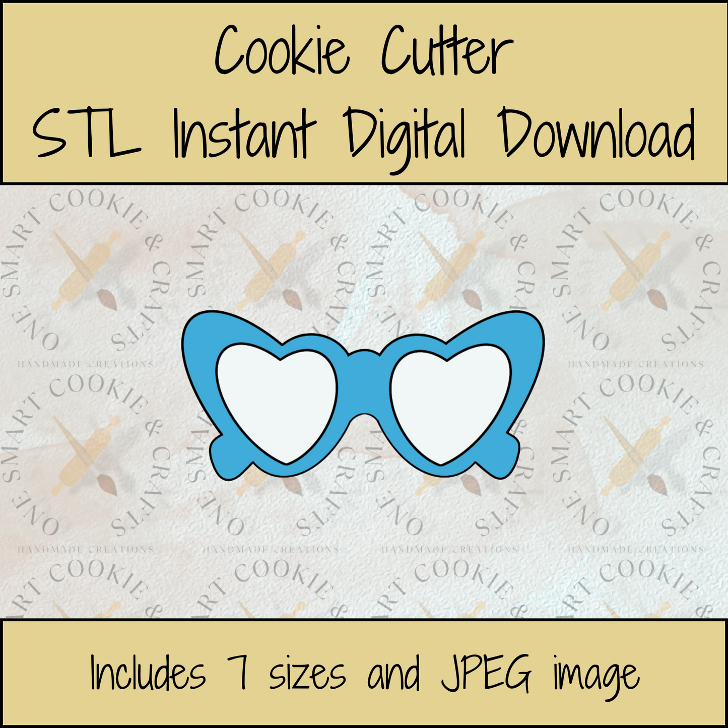 Heart Glasses Cookie Cutter STL File