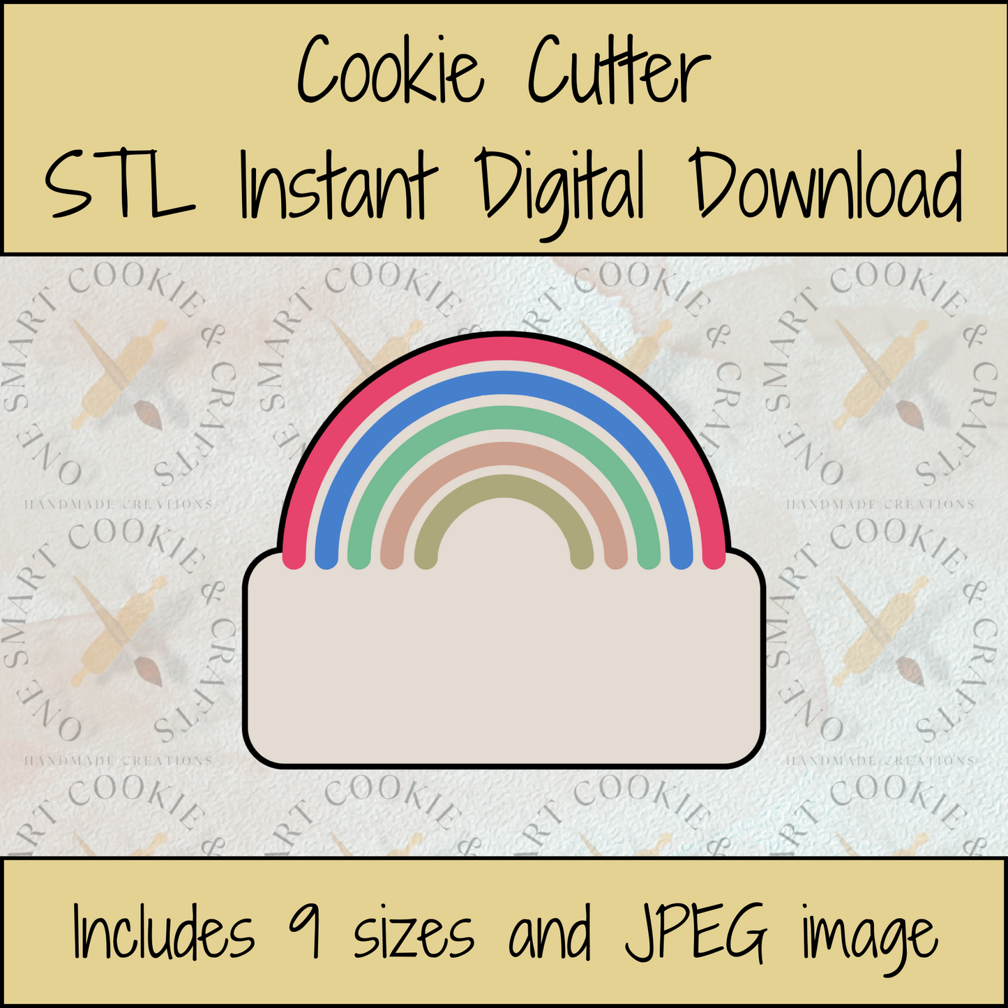 Rainbow Plaque Cookie Cutter STL File