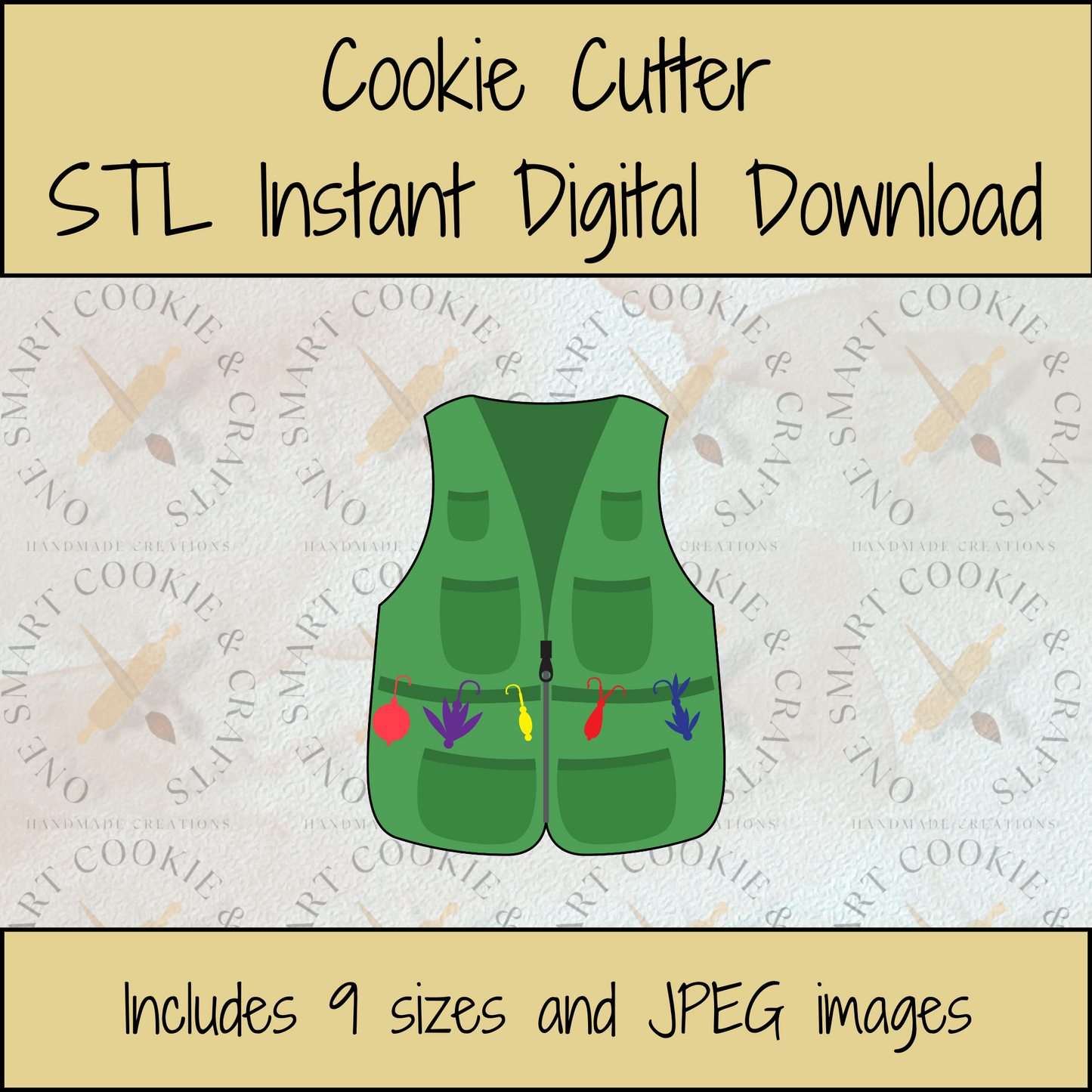 Fishing Vest Cookie Cutter STL File