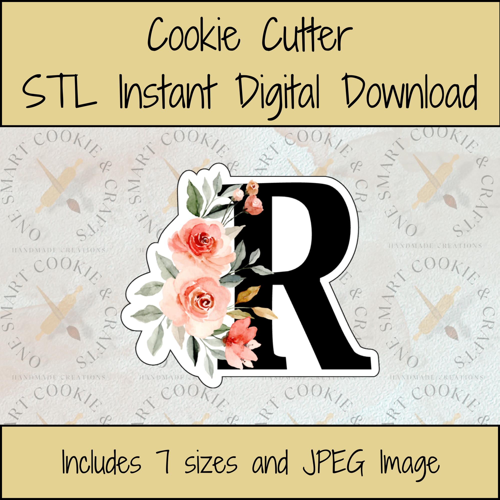 Berry Letter R Cut Out Floral Letter R Cookie Cutter STL File – One Smart Cookie and Crafts