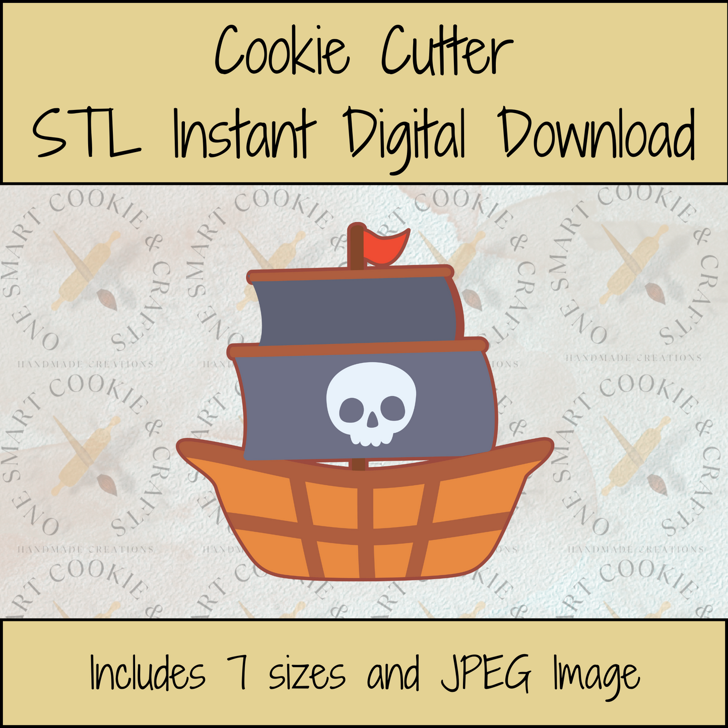 Pirate Ship Cookie Cutter STL File