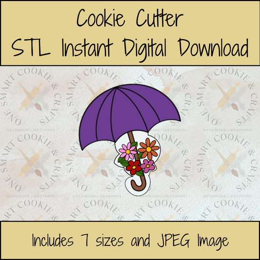 Floral Umbrella Cookie Cutter STL File