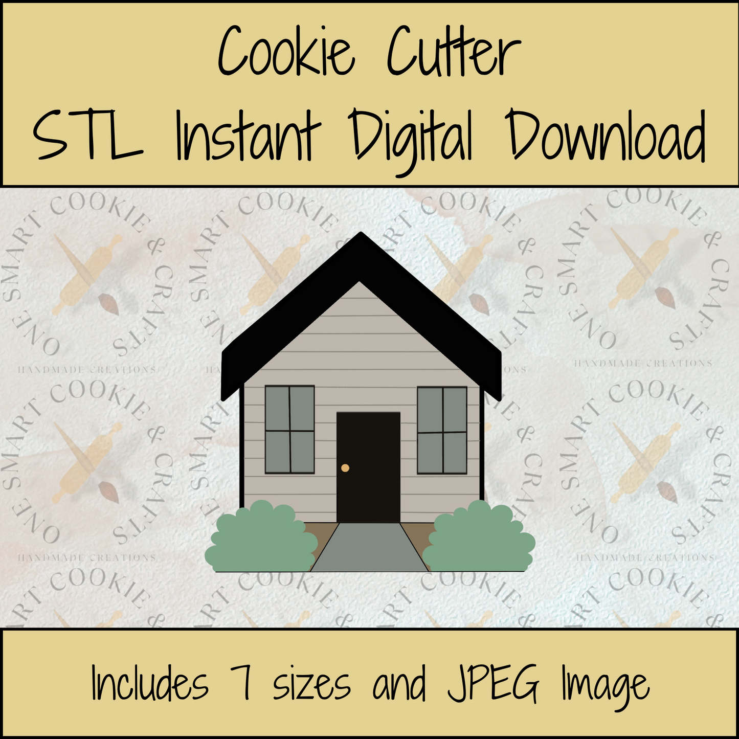 House with Bushes Cookie Cutter STL File