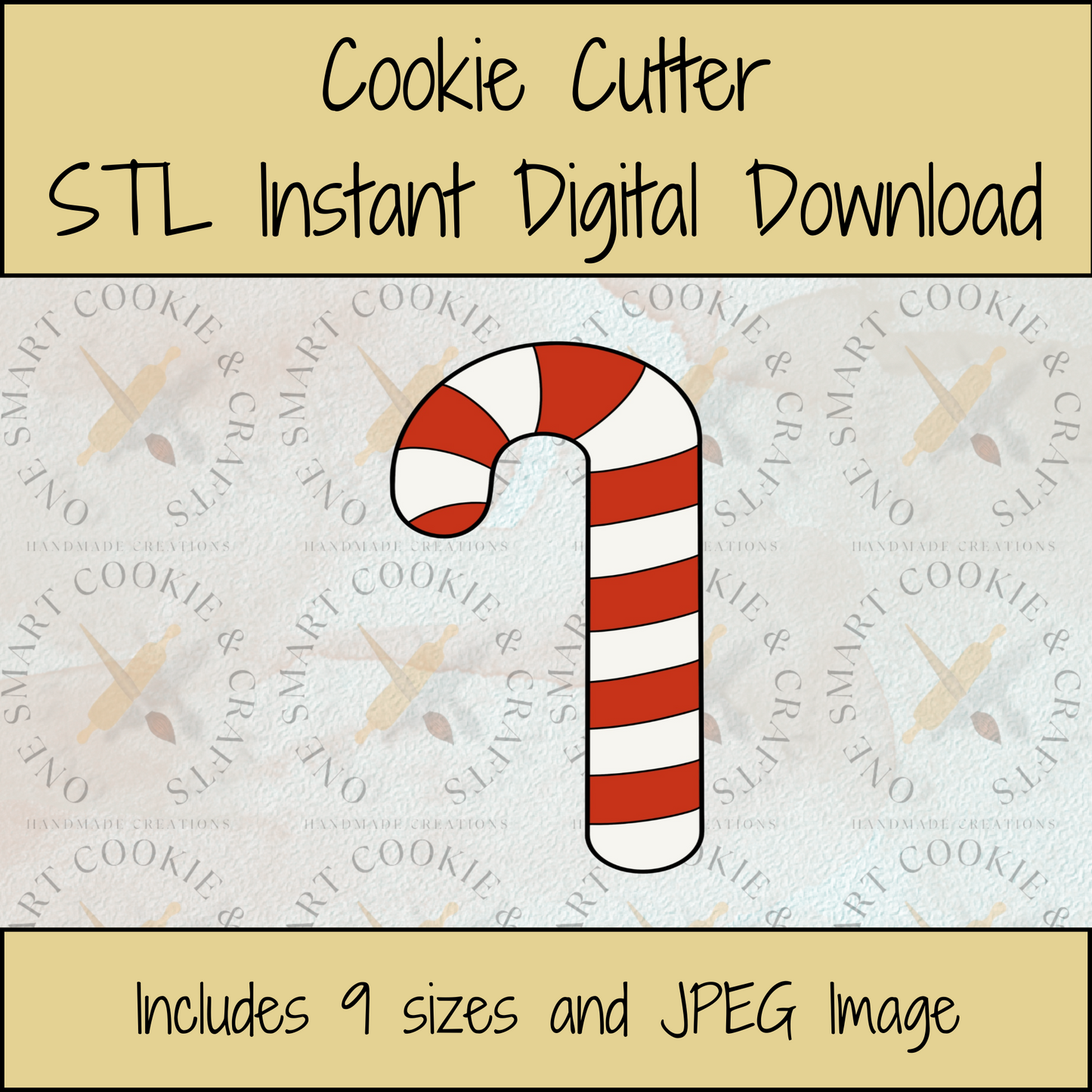 Candy Cane Cookie Cutter STL File