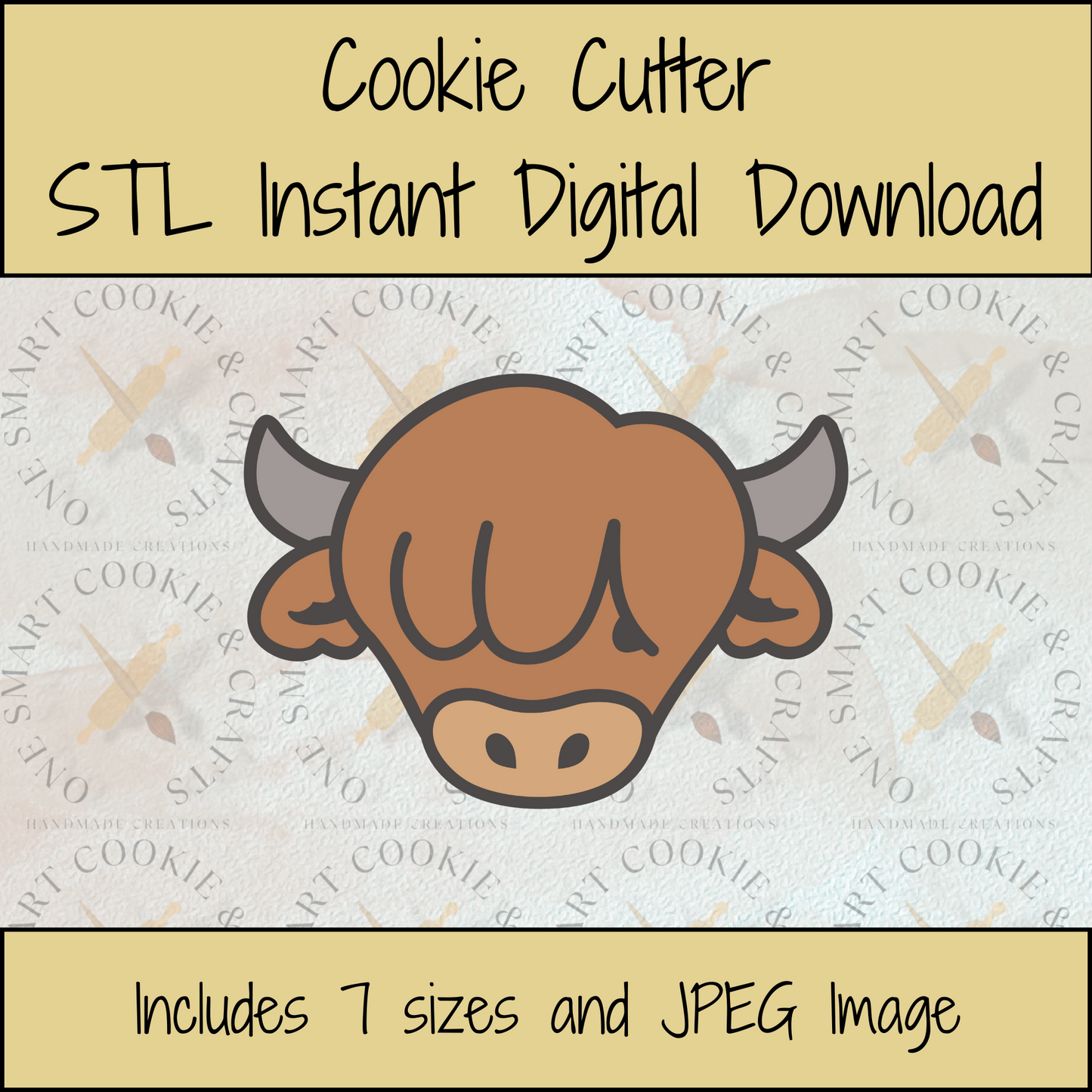 Highland Cow Cookie Cutter STL File