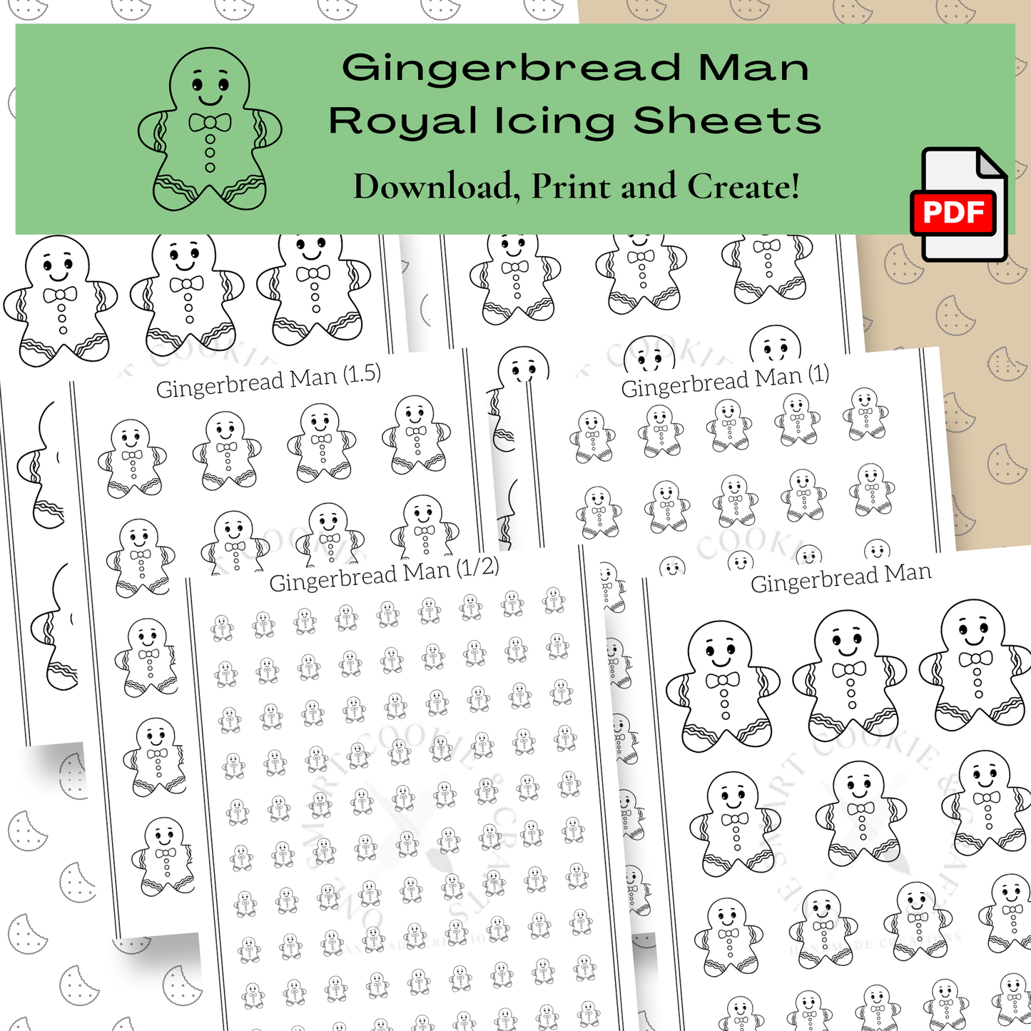 Gingerbread Man Royal Icing Transfer Sheet