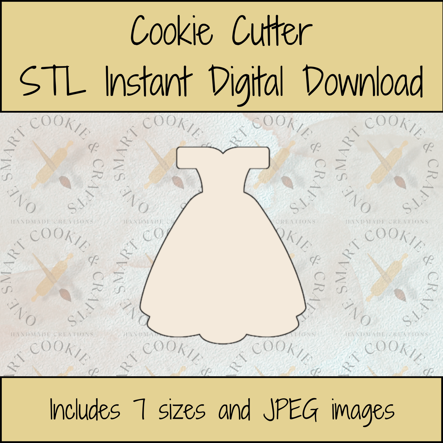 Wedding Dress Cookie Cutter STL File