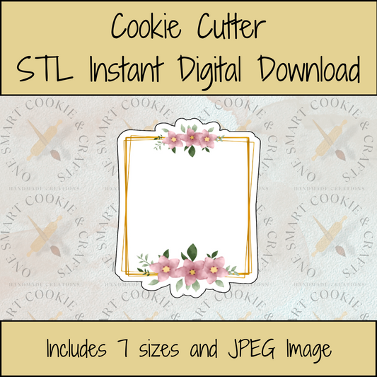 Floral Plaque Cookie Cutter STL File