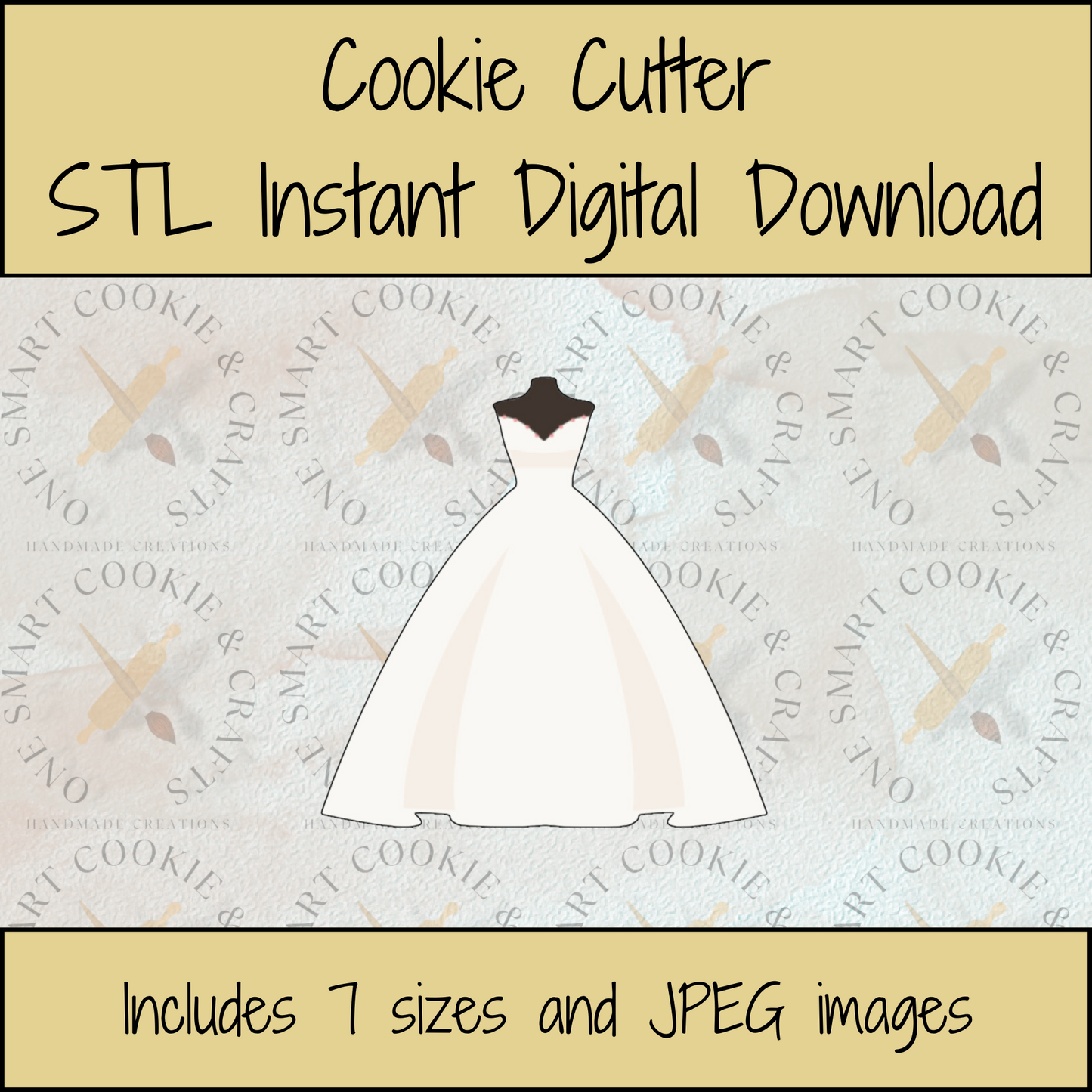 Wedding Dress Cookie Cutter STL File