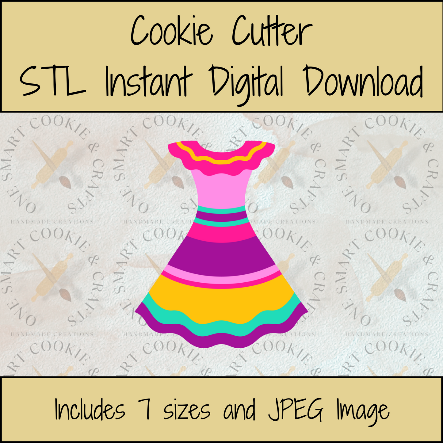 Fiesta Dress Cookie Cutter STL File