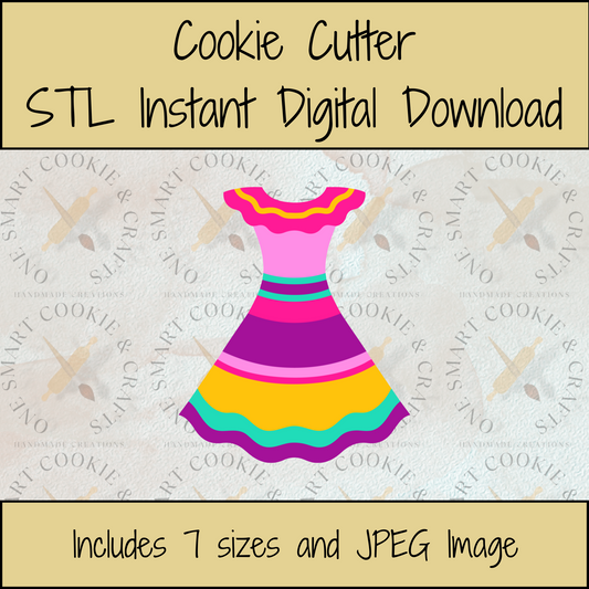 Fiesta Dress Cookie Cutter STL File