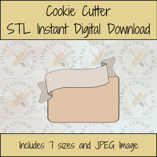 Ribbon Plaque Cookie Cutter STL File