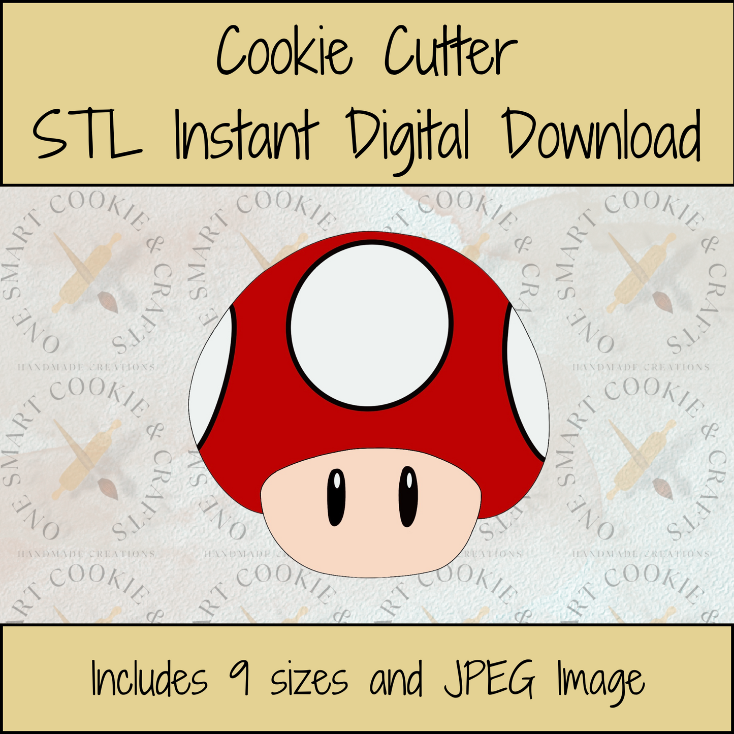 Videogame Mushroom Cookie Cutter STL File