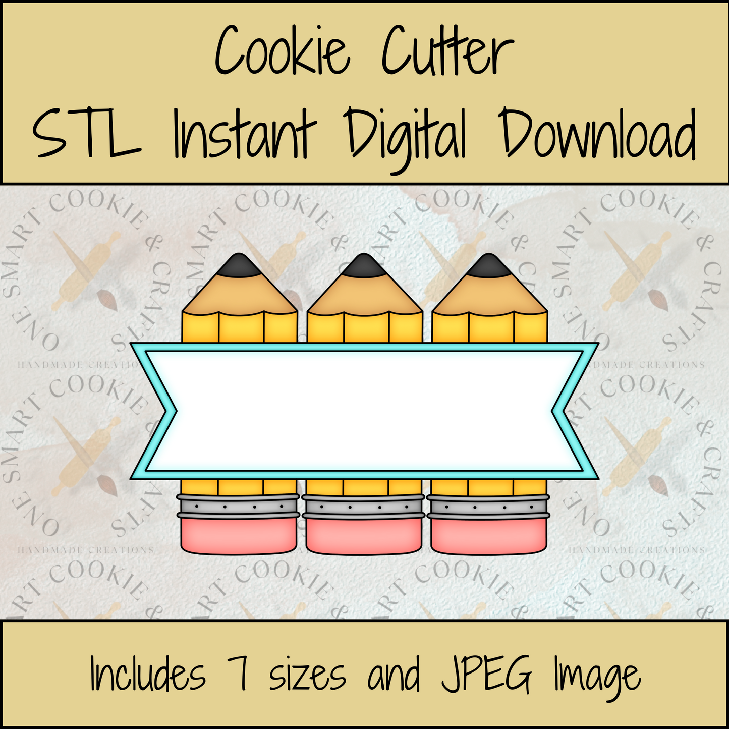 Pencil Plaque Cookie Cutter STL File