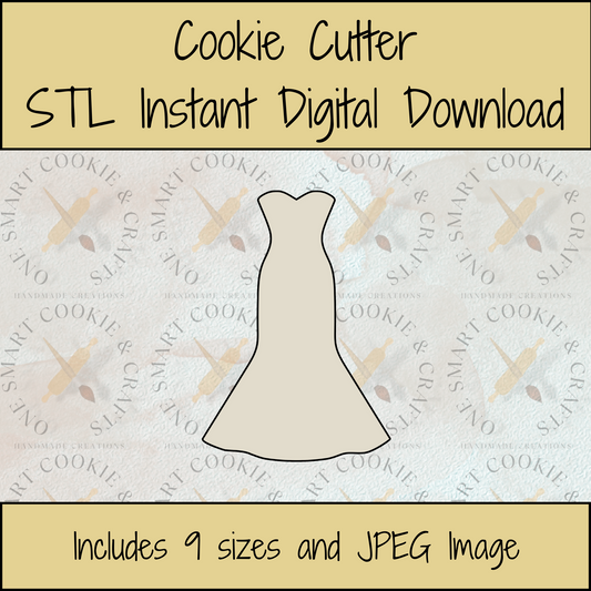 Wedding Dress Cookie Cutter STL File