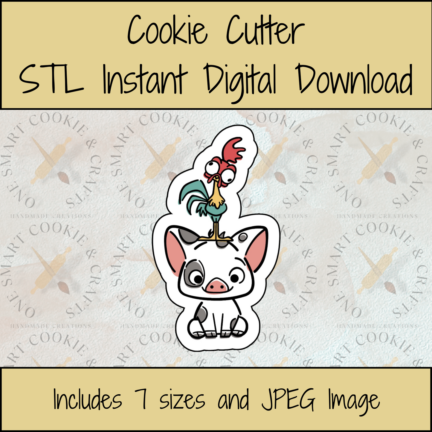 Pig & Rooster Cookie Cutter STL File