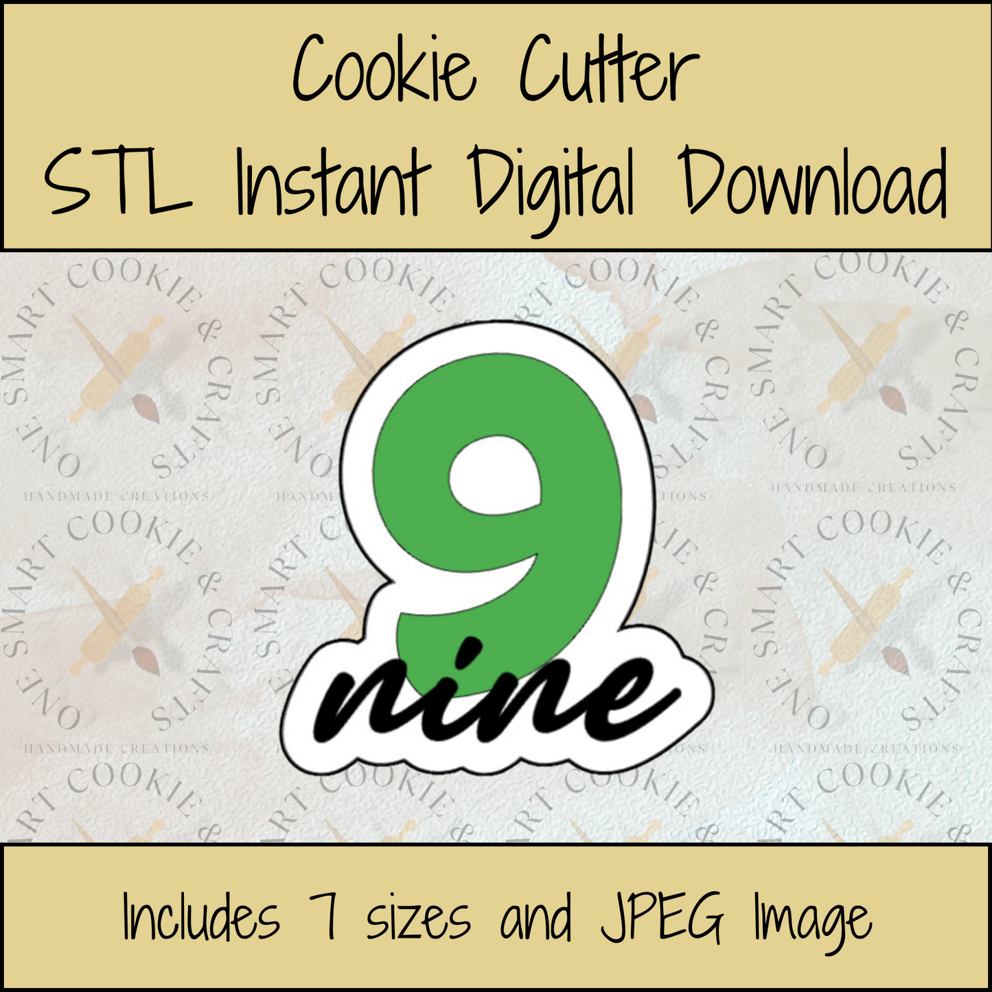 9 with Cloud Cookie Cutter STL File