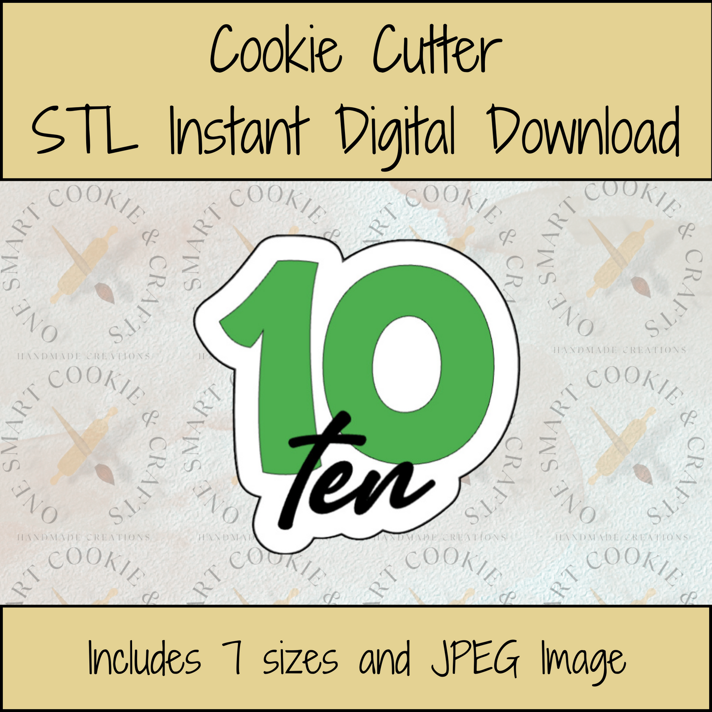 10 with Cloud Cookie Cutter STL File