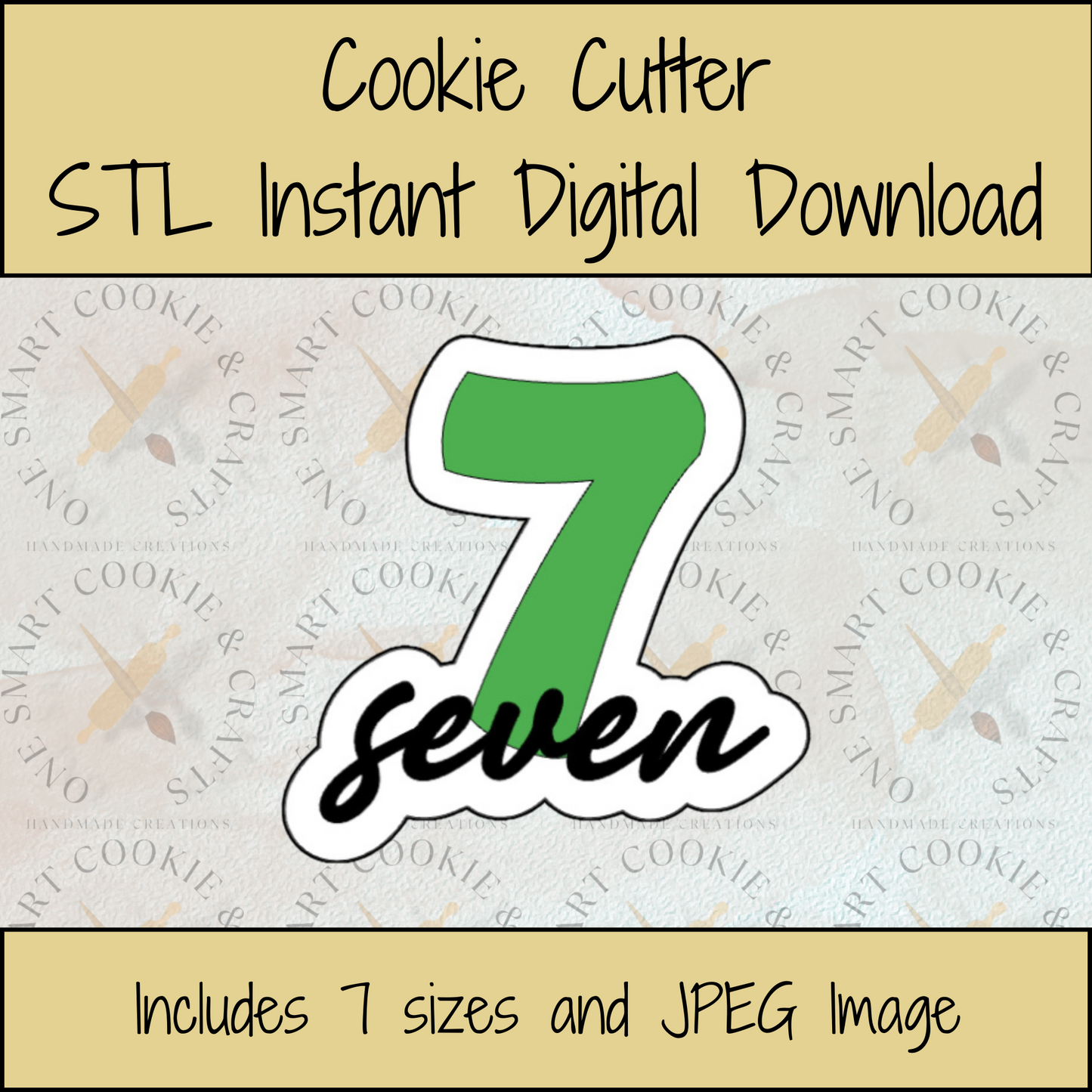 7 with Cloud Cookie Cutter STL File