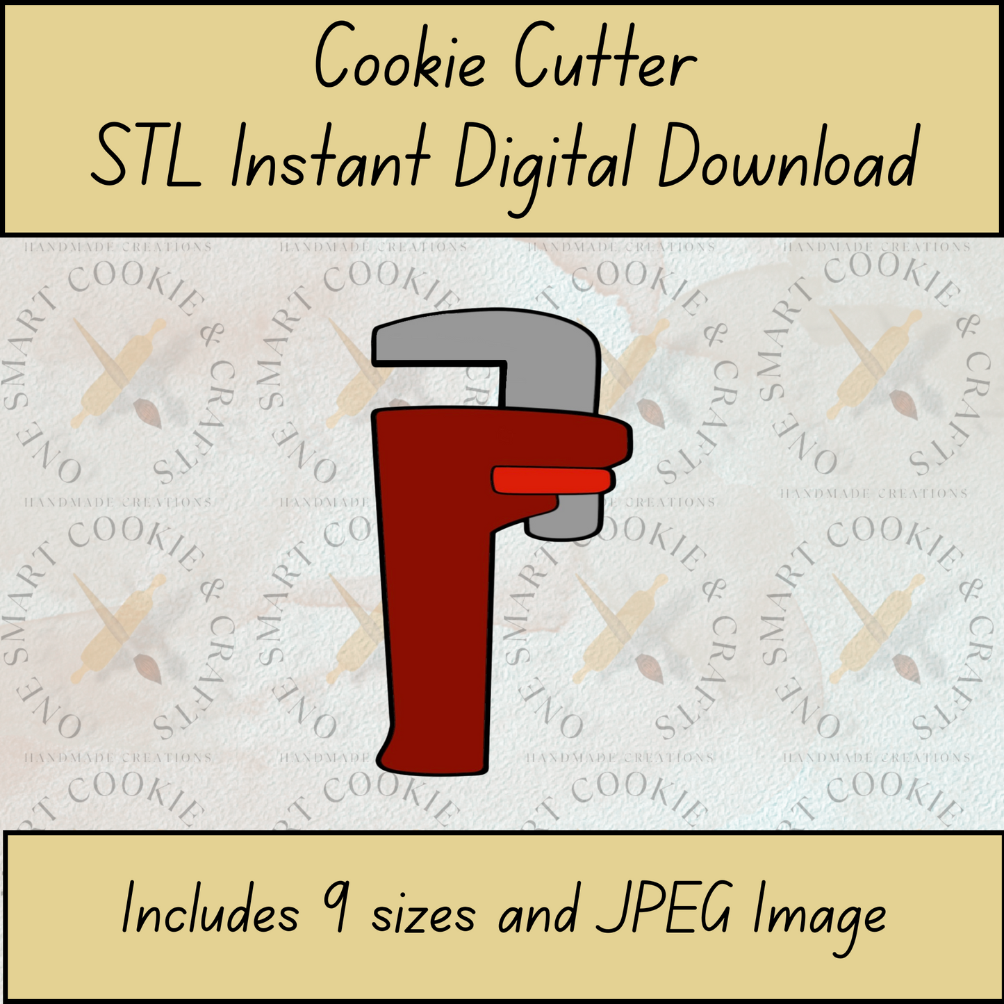Pipe Wrench Cookie Cutter STL File